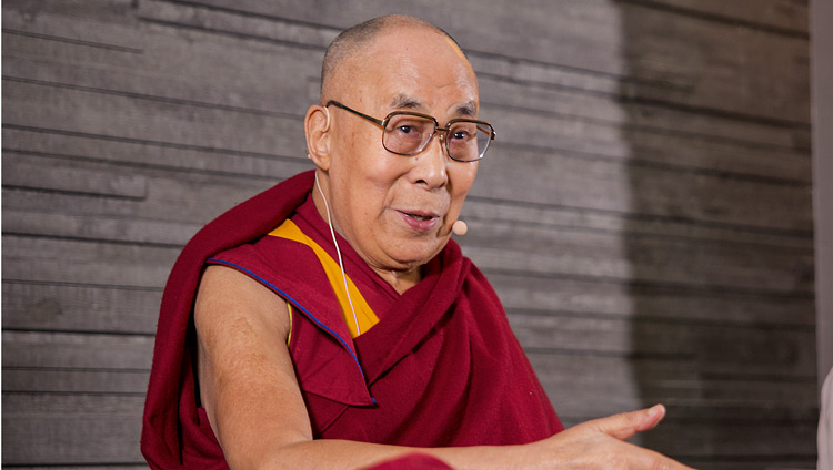 Sua Santità il Dalai Lama durante l'incontro con la stampa a Malmö, Svezia, il 12 settembre 2018. Foto di Malin Kihlström/IM