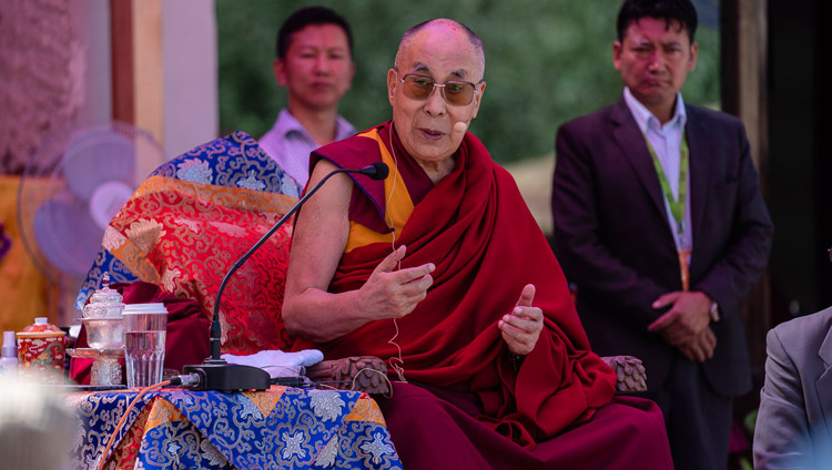 Sua Santità il Dalai Lama durante la cerimonia di inaugurazione del parco a Juma Bagh a Leh, Ladakh, India, il 3 agosto 2018. Foto di Tenzin Choejor