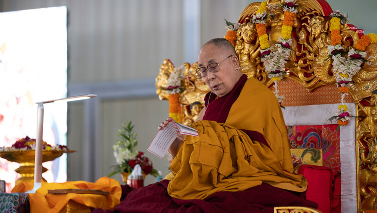 Sua Santità il Dalai Lama durante il secondo giorno dei suoi insegnamenti a Bodhgaya, India, il 25 dicembre 2018. Foto di Lobsang Tsering