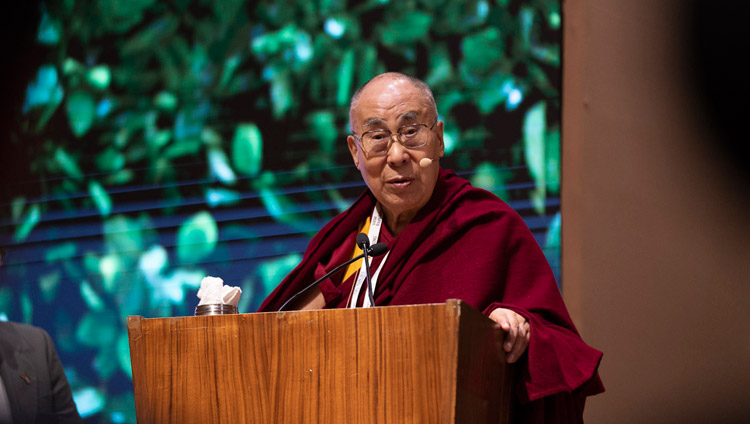 Sua Santità il Dalai Lama durante il lancio globale di SEE Learning a Nuova Delhi, India, il 5 aprile 2019. Foto di Tenzin Choejor
